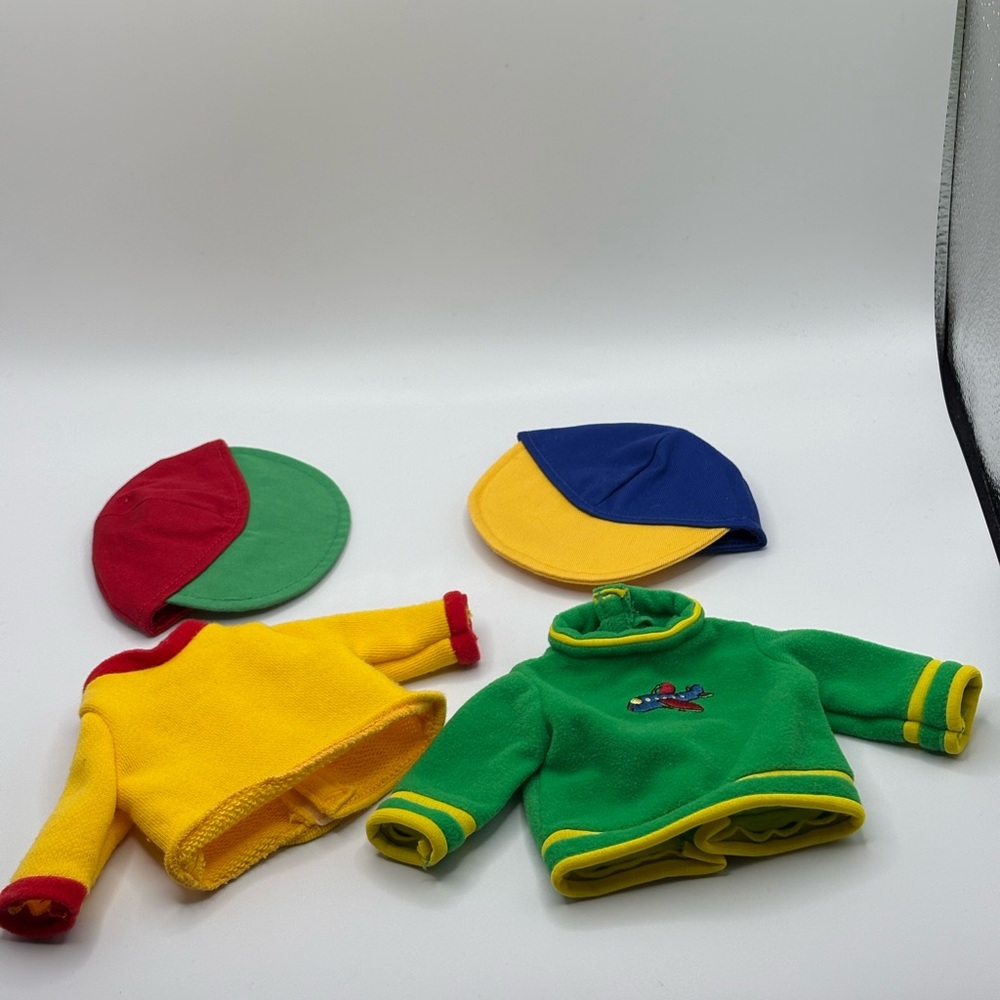 VTG Lot of 2 Caillou Doll Baseball Caps & Tops for 12” doll NO DOLL. Great